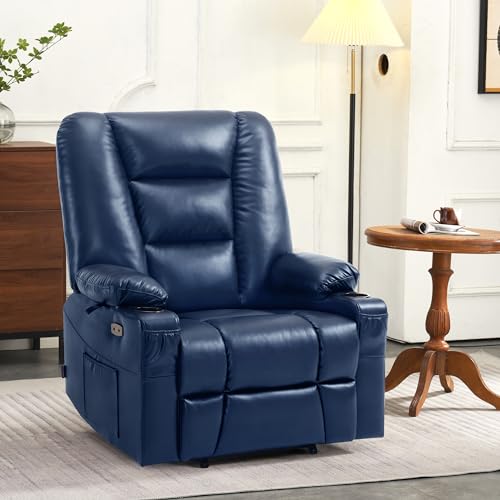 MCombo Small Power Lift Recliner Chair with Massage and Heat, Faux Leather, Dark Brown E441