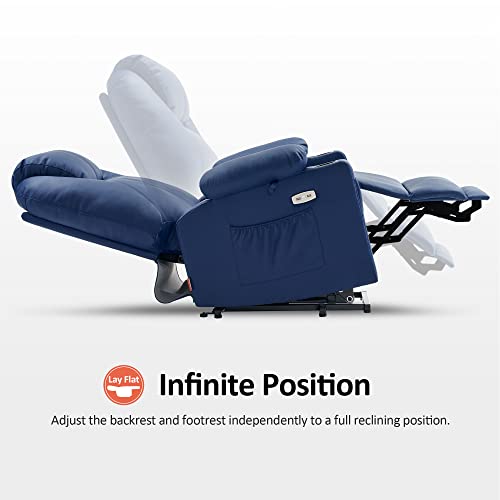 MCombo Dual Motor Power Lift Recliner Chair for Elderly with Heat and Massage, Faux Leather, Black R7957