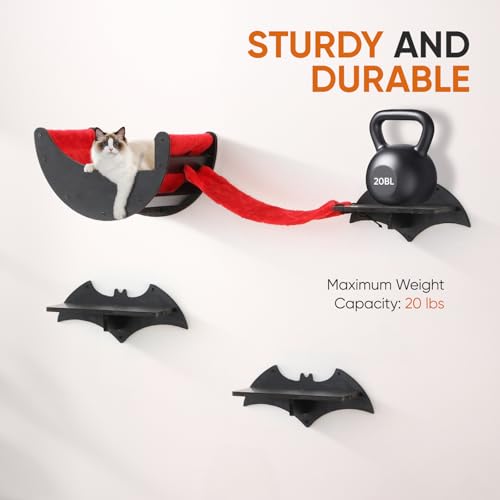 Gothic Cat Wall Shelves 7pcs Cat Climber Set with Cat Bed Y36093