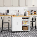 Shintenchi Kitchen Island Cart with Storage on Wheels, White V99091