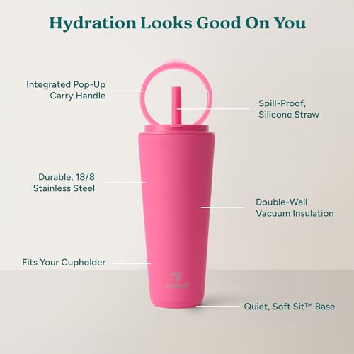 Halo 32 oz Stainless Steel Vacuum Insulated Tumbler with Flip Handle Lid, Lilac Bud H350