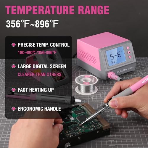 WORKPRO Soldering Station 60W Digital Display Soldering Iron Kit with 5 Extra Tips R91490