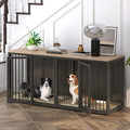 Large Dog Crate Furniture for 2 Dogs, 71.6'' All Steel Frame Dog Crate with Double Doors, Heavy Sturdy Dog Kennel for Small Medium Large Dog, Indoor Double Dog Cage with Wooden Top (White)