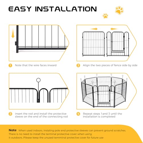 Lekesky 24 Inch 8 Panel Dog Playpen with Bottom Mat, Black E956