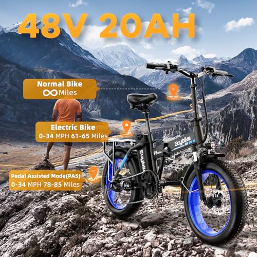 1000W Folding Electric Bike 48V 20AH Removable Battery 20" Fat Tire for Adults S359635