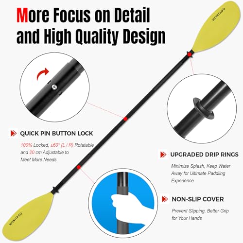 Kayak Paddles with Alloy Shaft and PP Blade, Adjustable 230-250 cm E1062