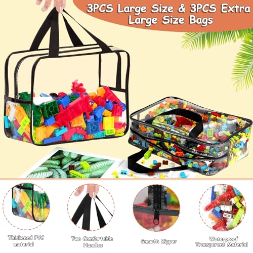 6 Packs Large Toy Storage Bags with Labels, Clear PVC Organizer with Zipper W66156