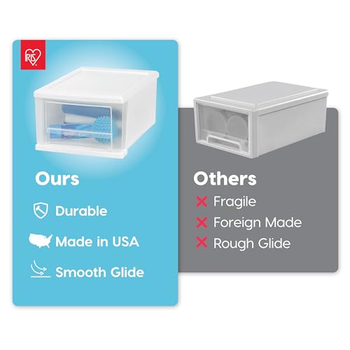 IRIS USA 17 Qt Plastic Drawer Storage Organizer, 4-Pack, White T2447
