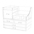 Clear Makeup Organizer With Drawers,Stackable Cosmetic Storage Display Case for Vanity,Bathroom Counter or Dresser,Countertop Holder for Lipstick,Brushes,Lotions,Eyeshadow,Nail Polish and Jewelry