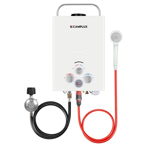 CAMPLUX 2.64 GPM Propane Portable Gas Water Heater, 68,000 BTU, White Y83276