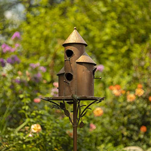 Large Copper Multi-Birdhouse Stakes for 4 Bird Families A740