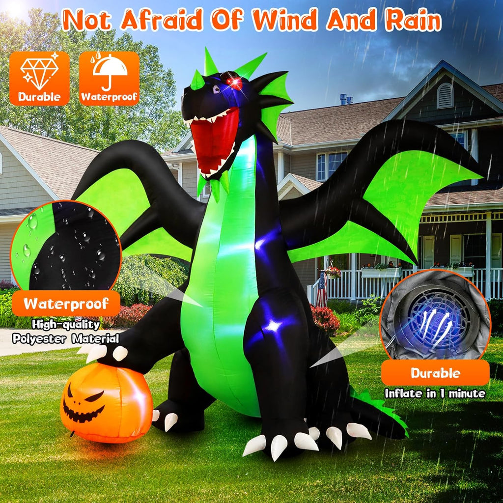 Halloween Inflatable Dragon Outdoor Decorations 9FT with LED Lights P527