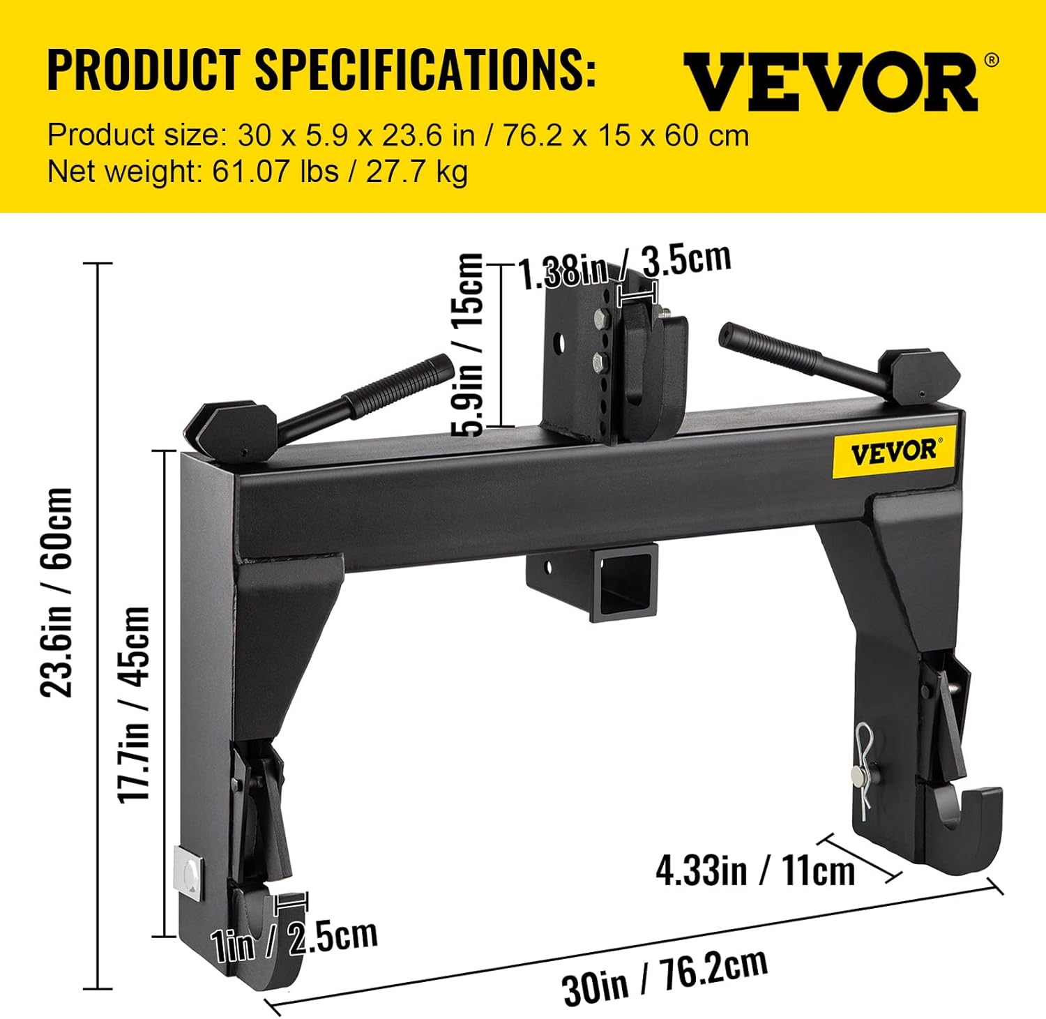 Vevor 3-Point Quick Hitch, Black N8484