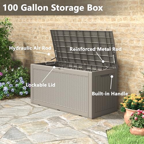 NUNU LAB 31 Gallon Outdoor Storage Box Waterproof Lockable Lid I8083