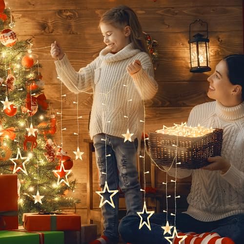 12 Stars 138 LED Star String Lights with Timer, Warm White O865