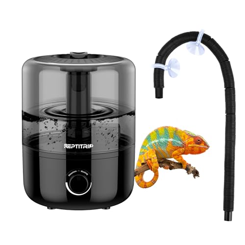 Reptile Humidifier Fogger with Double Hoses, 4L Fogger for Reptile & Amphibians Terrariums, Humidifier for Bearded Dragon/Lizard/Gecko/Snake/Tortoise/Moss, Knob to Adjust Fog Volume