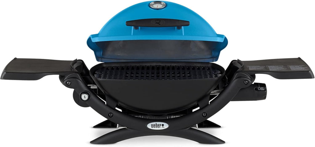 Weber Q 1200 Gas Grill Blue with Adapter Hose Bundle H899904