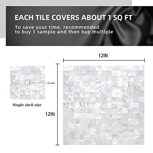 Mother of Pearl Shell Mosaic Peel and Stick Tile Backsplash for Kitchen (Ivory White) U432295