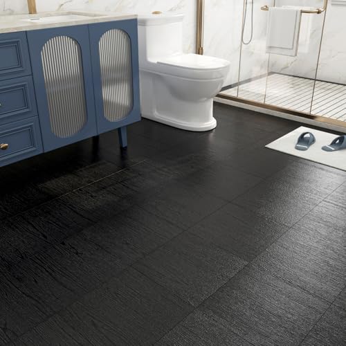 FunStick 17-Pack 6"x36" Peel and Stick Floor Tile Black Wood Vinyl Plank Waterproof S771