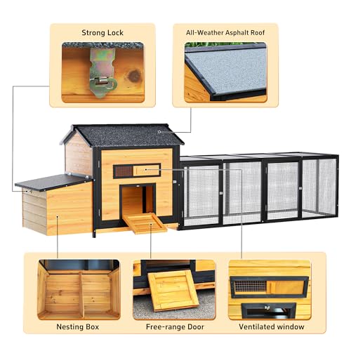 Extra Large Outdoor Chicken Coop with Nesting Box & Leak-Proof Tray W4756
