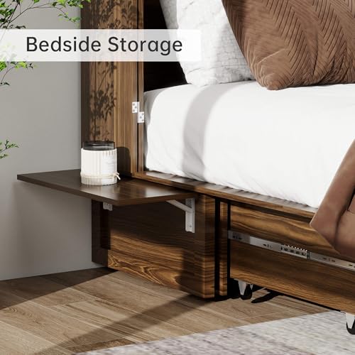 Murphy Bed Queen Cabinet with Charging Station and Storage Drawer J989