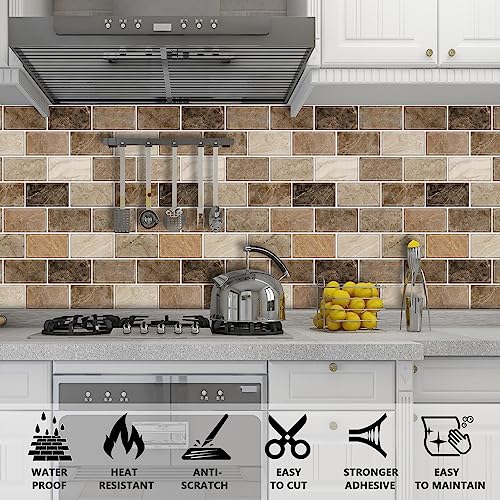 URCOLOR 12"x12" Peel and Stick Backsplash for Kitchen Bathroom, Gray Marble A31070