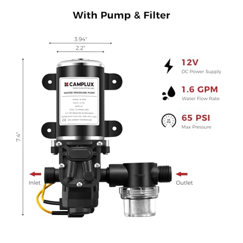 CAMPLUX 2.64 GPM Propane Portable Gas Water Heater, 68,000 BTU, White Y83276
