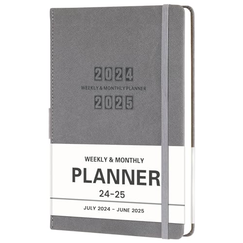 2024-2025 Weekly Monthly Planner, Saffiano Leather, Brown D872