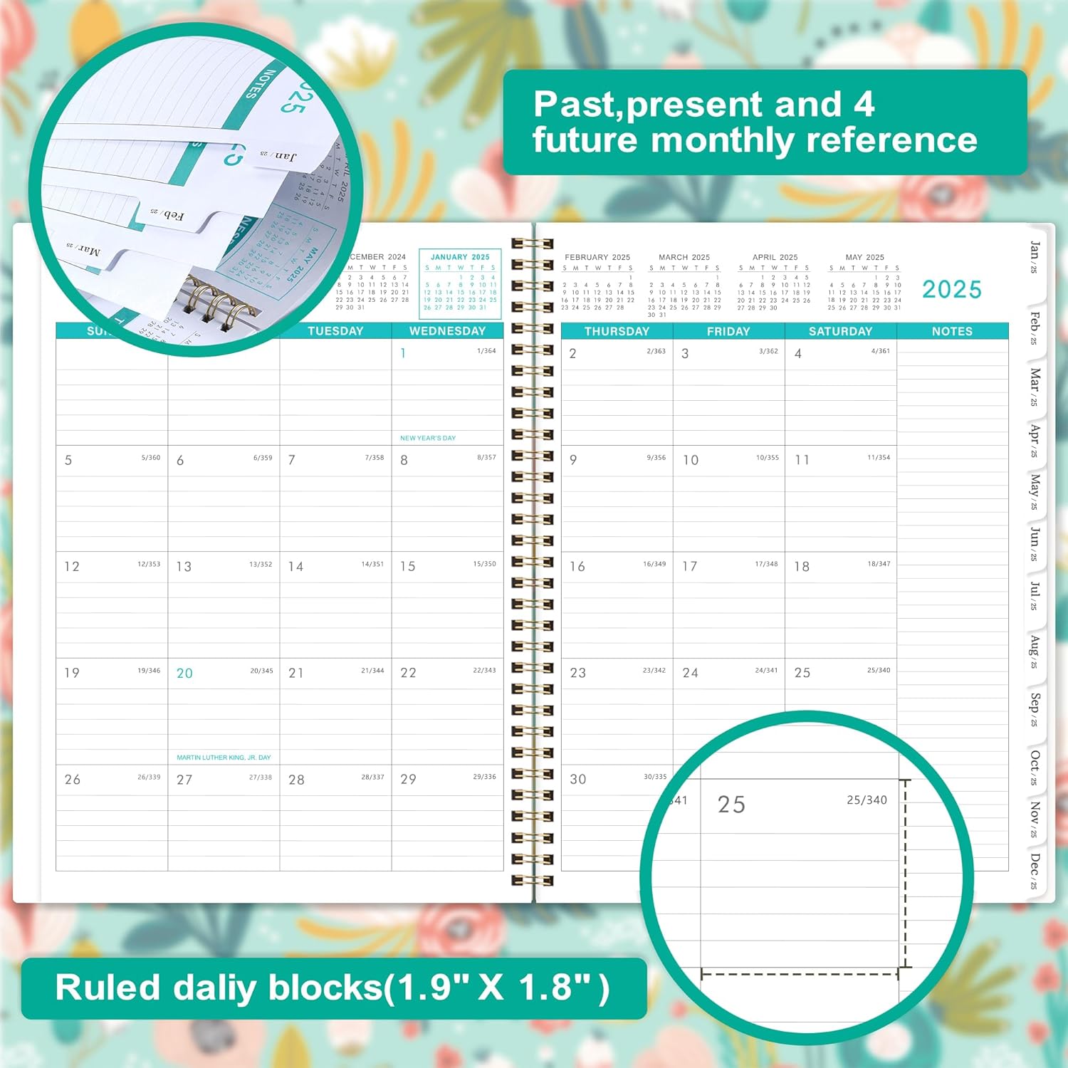 2025 Monthly Planner 8.5" x 11" with Tabs and Inner Pocket K7335