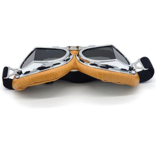 evomosa Motorcycle Goggles Vintage Pilot Style for Half Helmet W4221