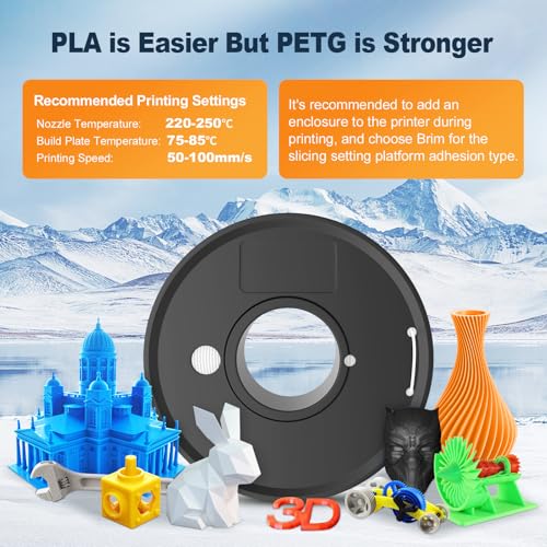 SUNLU 3D Printer Filament Bundle Multicolor PETG 1.75mm, 8 Pack, 2kg Total V41641