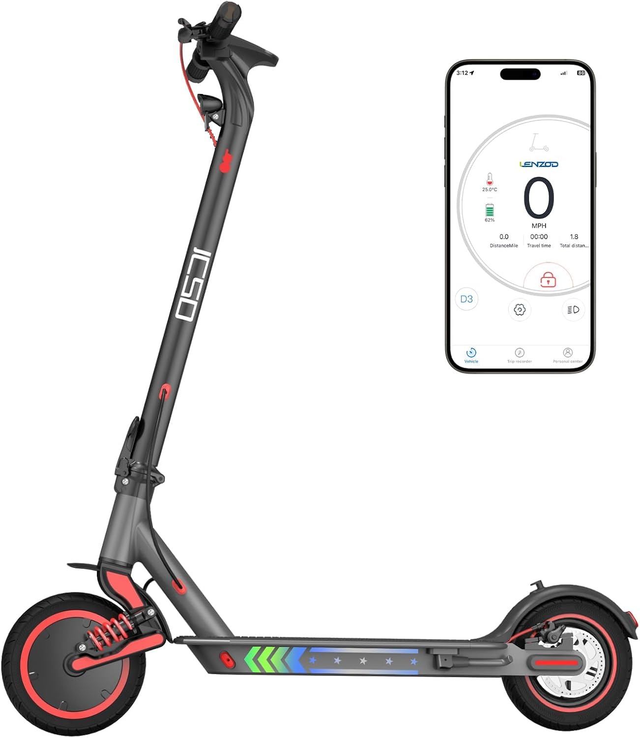 X10 Electric Scooter for Adults, 10" Solid Tire, 22 MPH Max Speed by 500W Motor, Front suspensions, Long Range Portable Folding Commuting Electric Scooter with Turn Signal, APP Control