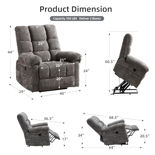 Oversized Power Lift Recliner Chair with Massage and Heat for Elderly, Beige R7985