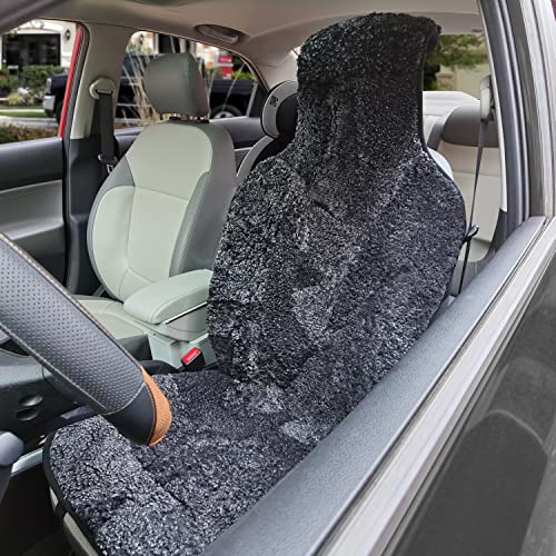 Champlus Sheepskin Seat Cover Genuine Australian Lambskin Curly Wool Black A421170